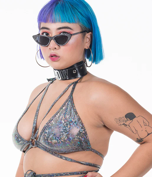 TRIANGLE WRAP TOP - SILVER DISCO BRAWL - Image 7