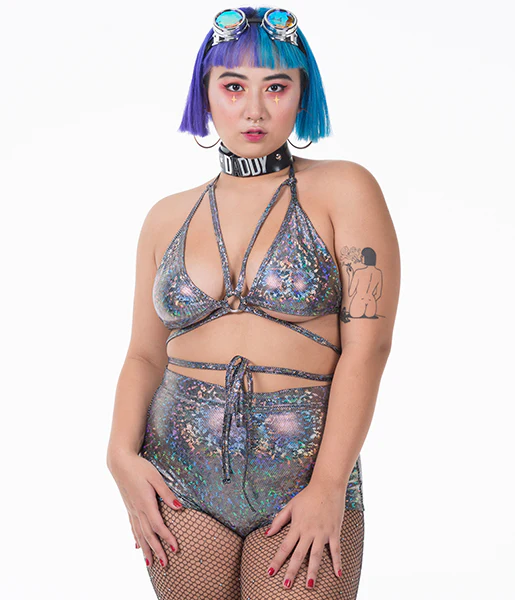 TRIANGLE WRAP TOP - SILVER DISCO BRAWL - Image 8