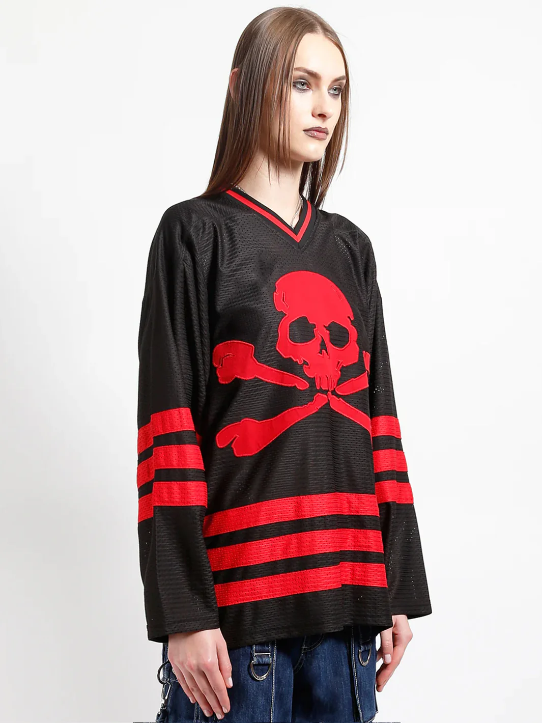 TRIPP NYC LOGO SKULL JERSEY - BLACK & RED - Image 2
