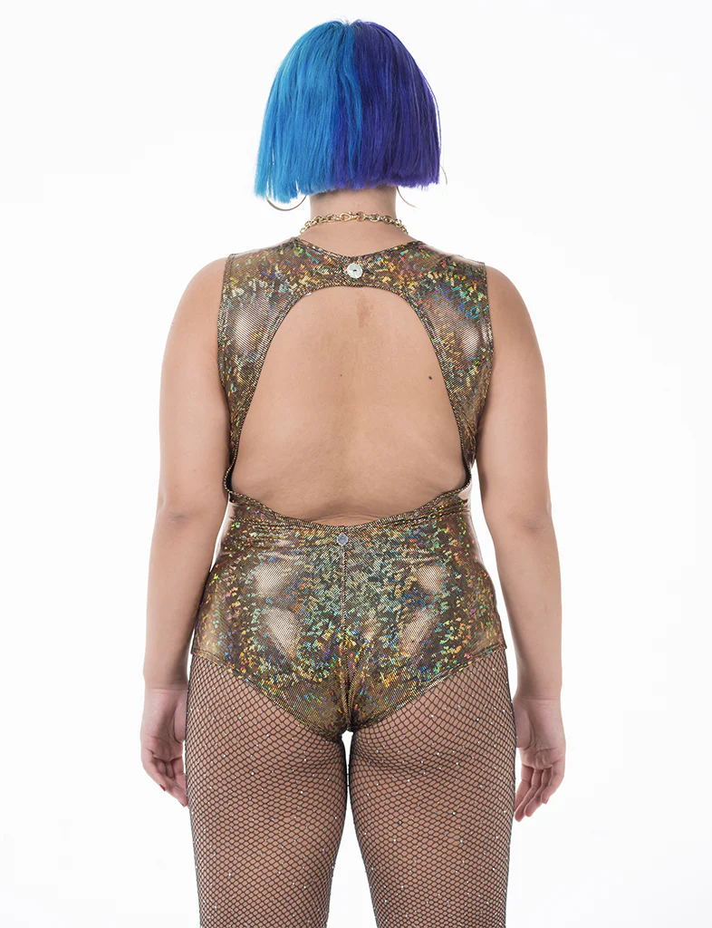 V MESH FRONT BODYSUIT - GOLD RUSH - Image 5