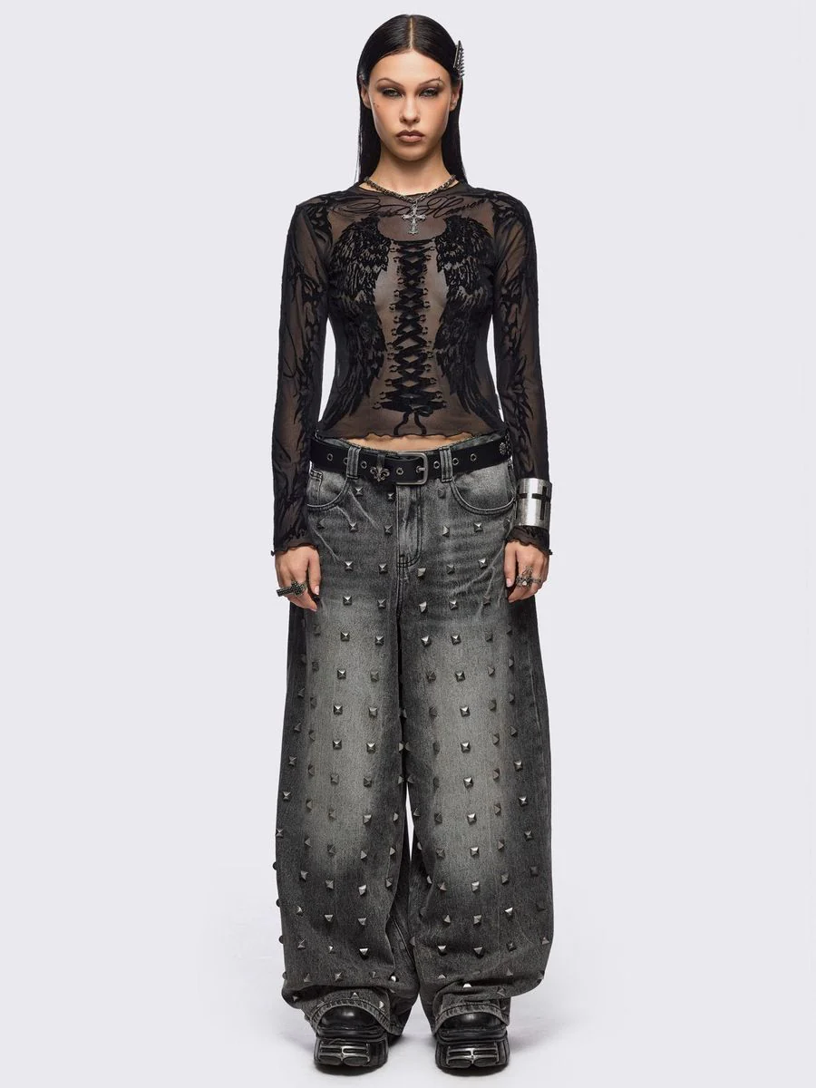 WING IT BLACK MESH TOP - Image 4