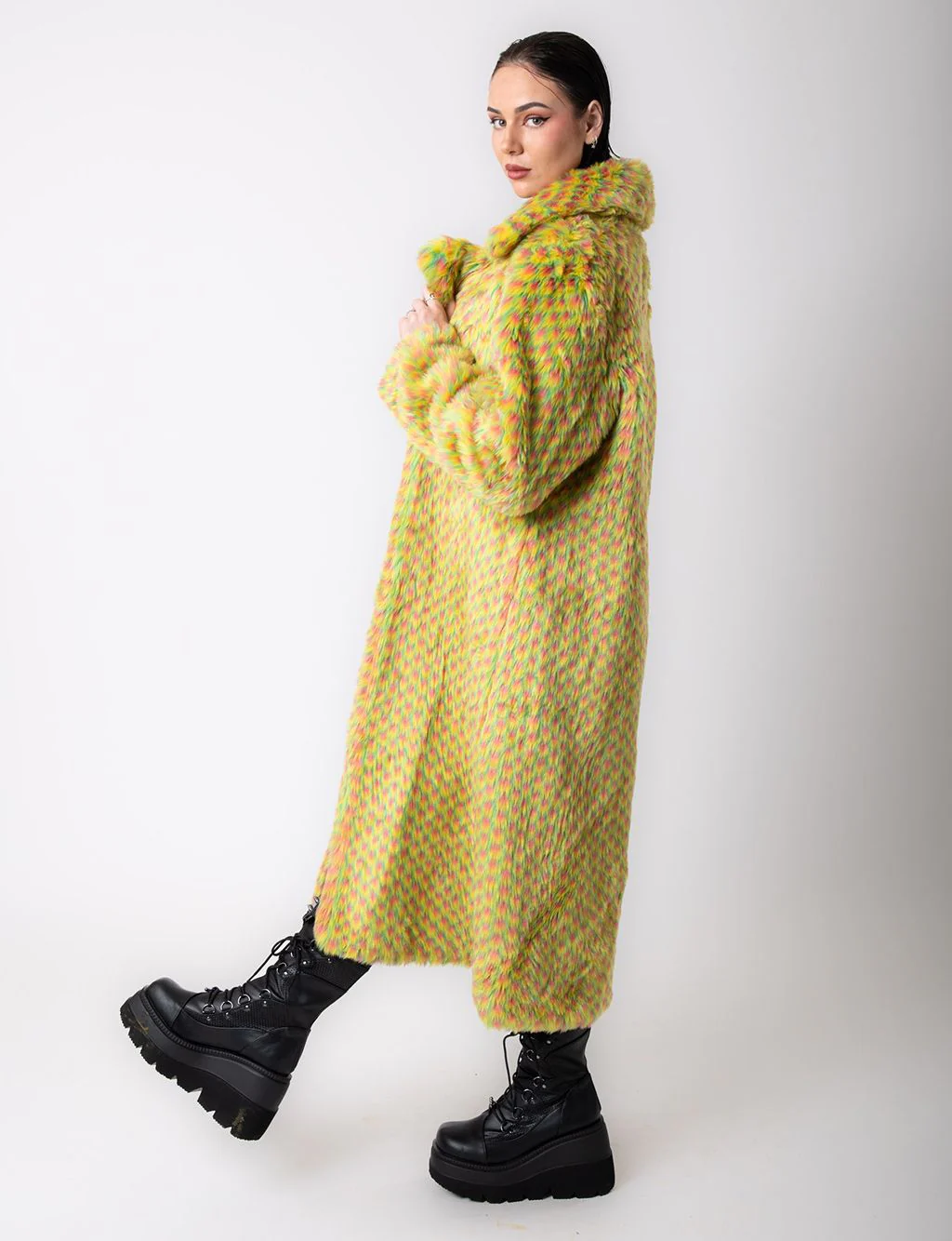 YELLOW MERMAID FAUX FUR JACKET - LONG LENGTH ✰ MADE 4 U ✰ - Image 2