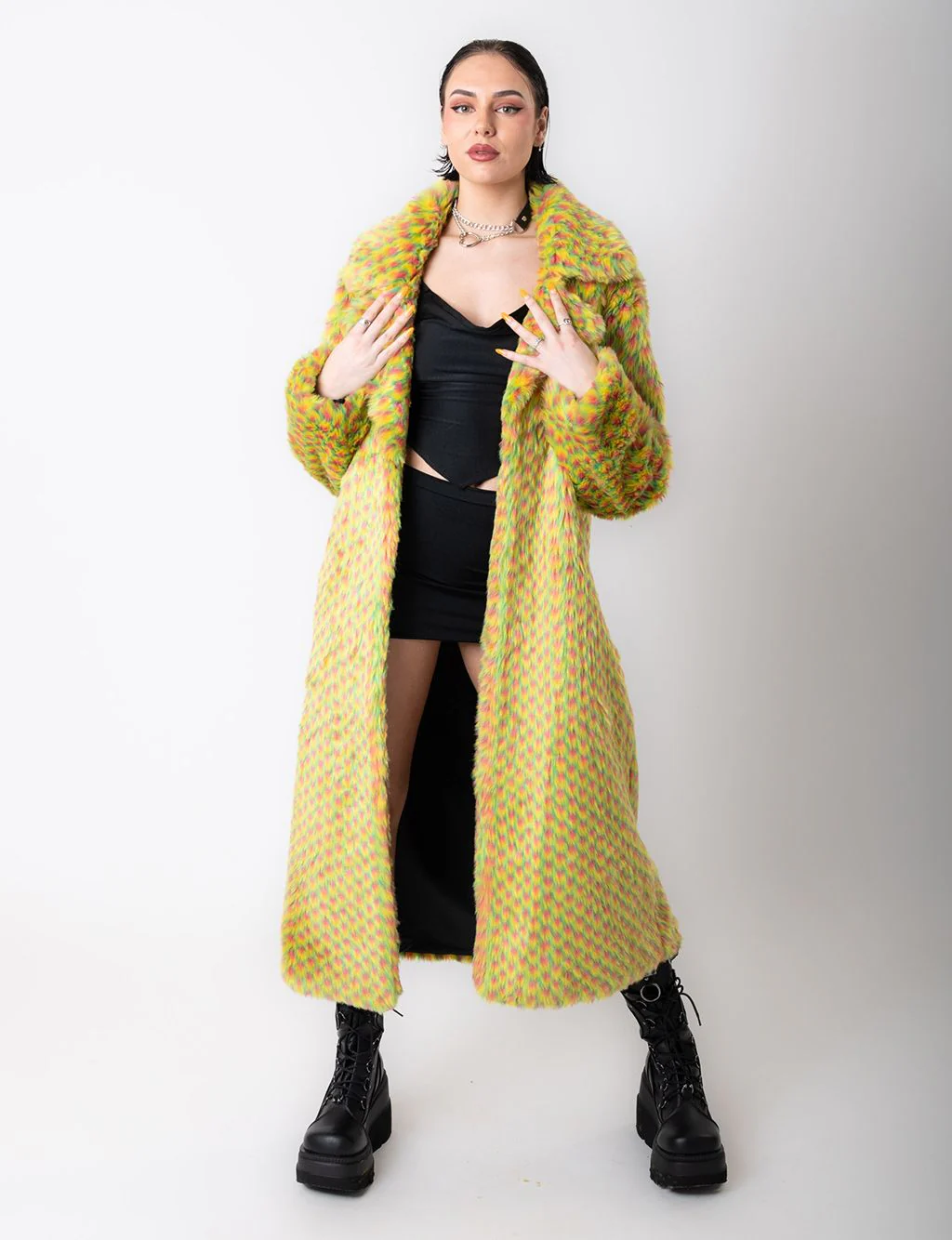 YELLOW MERMAID FAUX FUR JACKET - LONG LENGTH ✰ MADE 4 U ✰ - Image 3