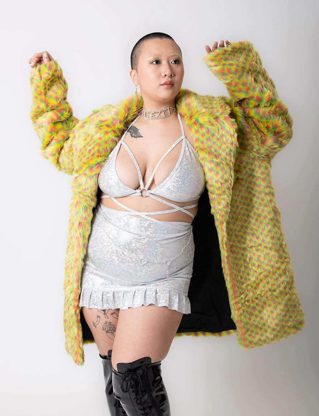 YELLOW MERMAID FAUX FUR JACKET - MID LENGTH ✰ MADE 4 U ✰ - Image 3