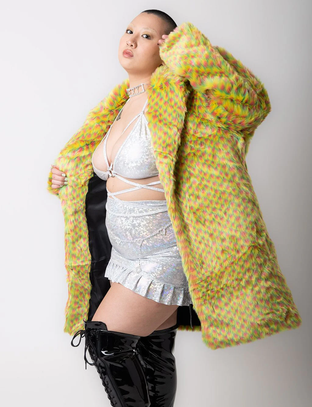 YELLOW MERMAID FAUX FUR JACKET - MID LENGTH ✰ MADE 4 U ✰ - Image 4