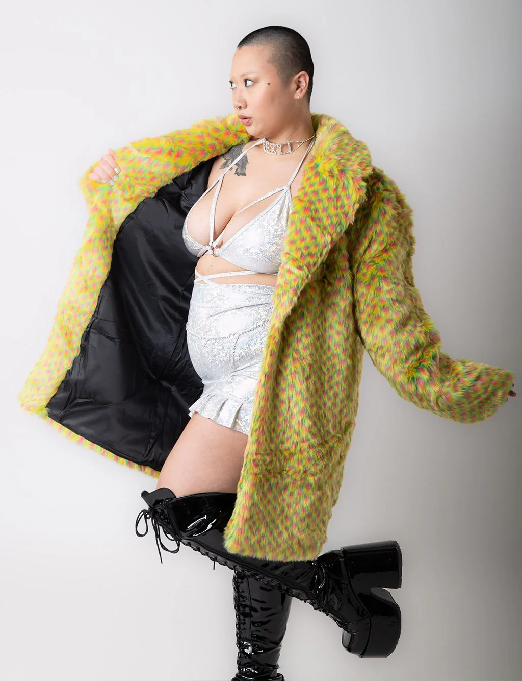 YELLOW MERMAID FAUX FUR JACKET - MID LENGTH ✰ MADE 4 U ✰ - Image 5