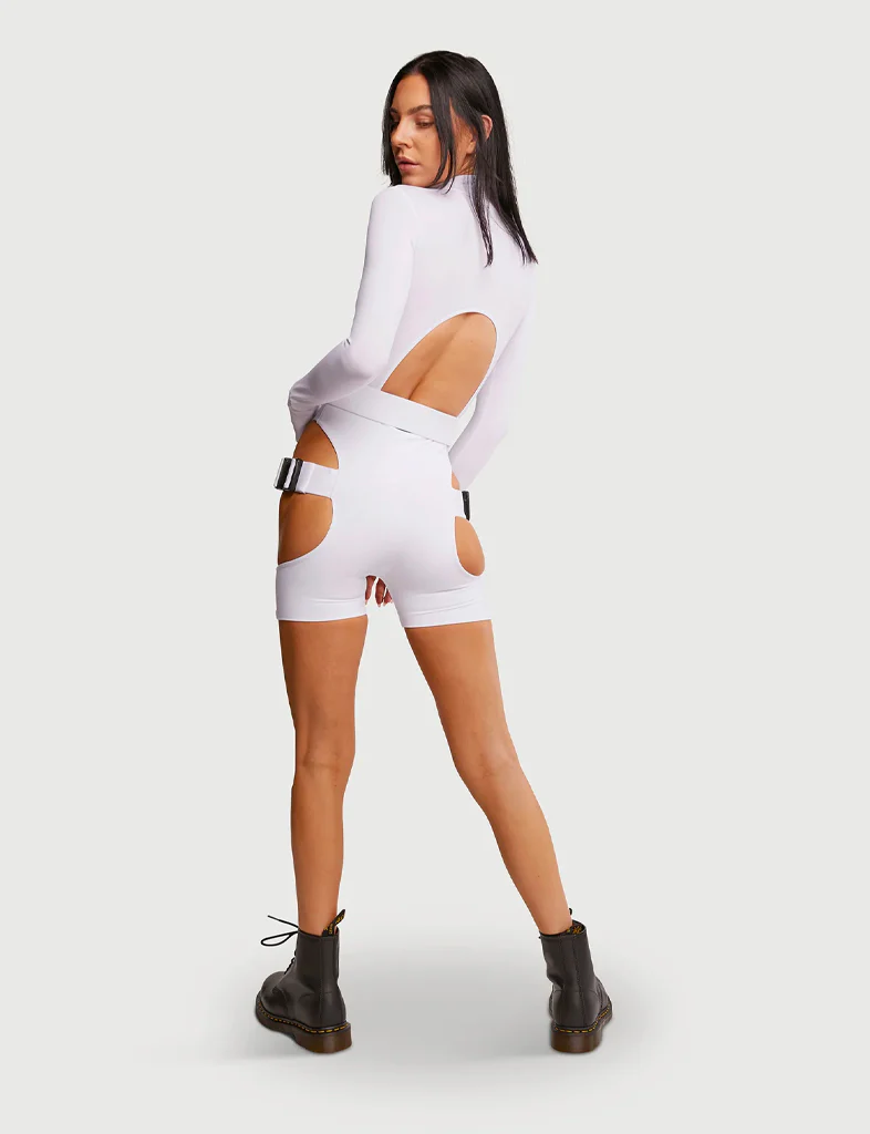 ZIP FRONT LEOTARD - WHITE - Image 4
